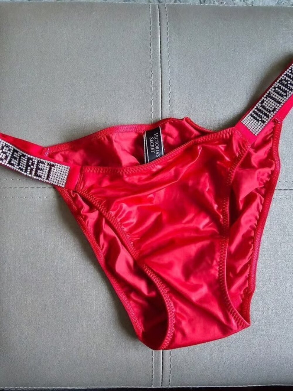 Victoria's Secret Satin sss Rhinestones Red Bikini Underwear Dress Up